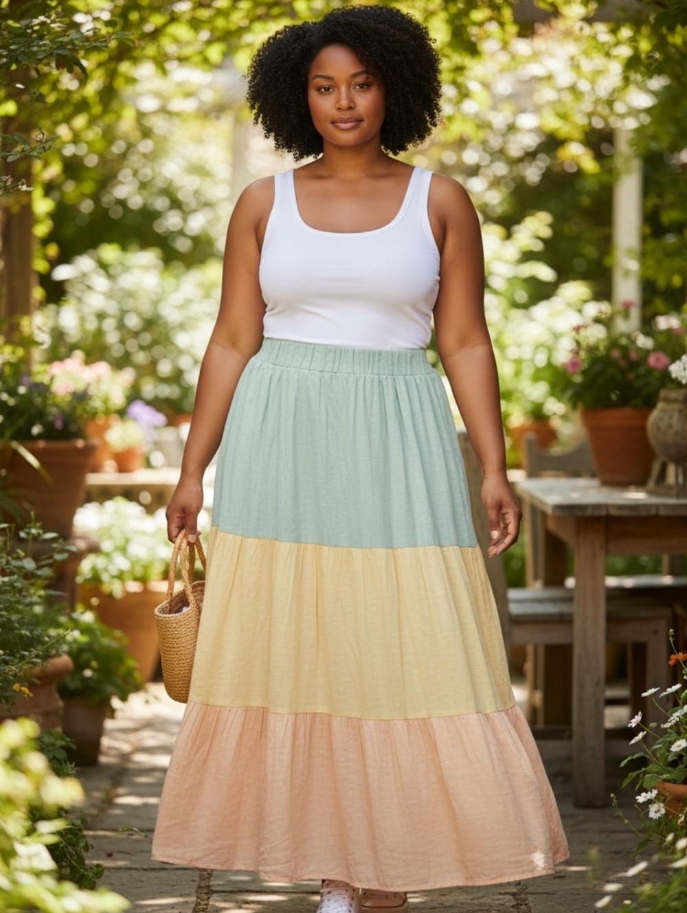 NWT Torrid Multi Colorblock Woven Tiered Maxi Skirt 1